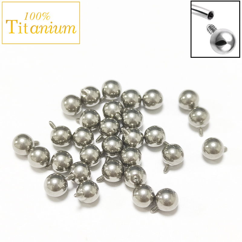 Body Jewelry Replacement Ball - 10ชิ้นฝังกระจกไทเทเนียม G23 ASTM เกลียวภายใน2/2.5/3/4/5มมบอลด้านบนเจาะเครื่องประดับ