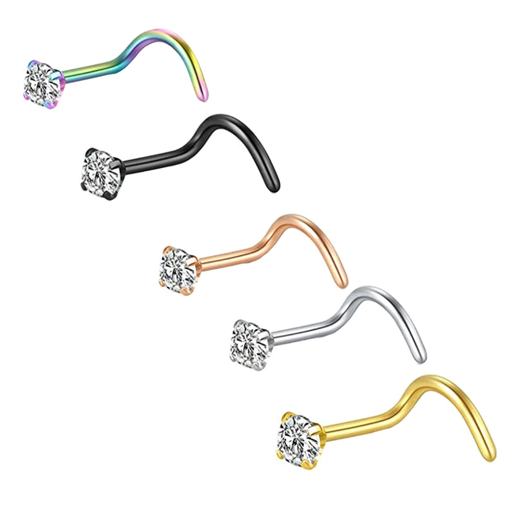 Body Jewelry Surgical Steel - จิวเจาะจมูกแบบสตั๊ด 20G ทำจากเหล็กกล้าผ่าตัด 316L ป้องกันการแพ้ เหมาะสำหรับผู้ที่มีผิวแพ้ง่าย
