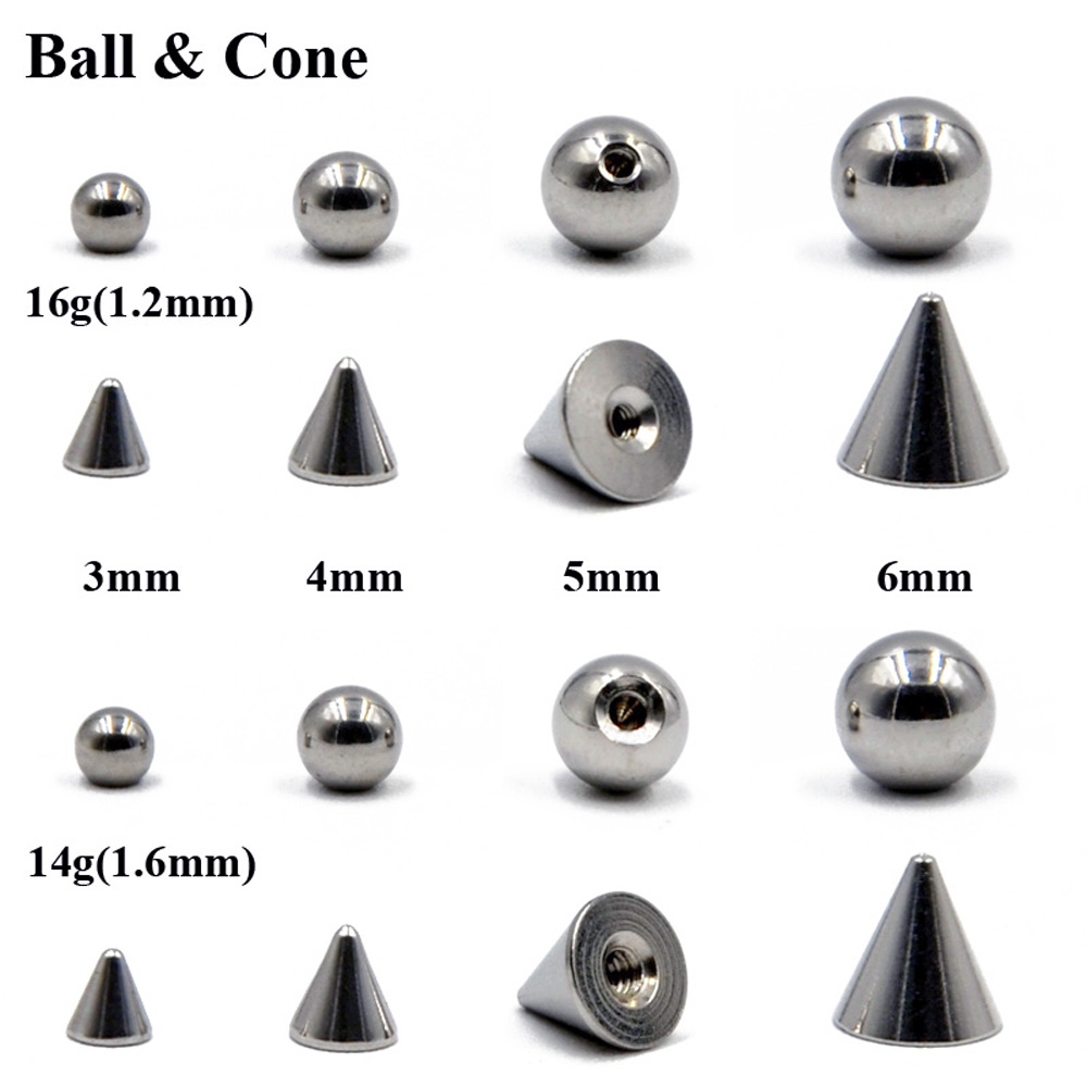 Body Jewelry Replacement Ball - 100 ชิ้น/ล็อตเหล็ก 14G 16G เจาะจมูกหู Studs