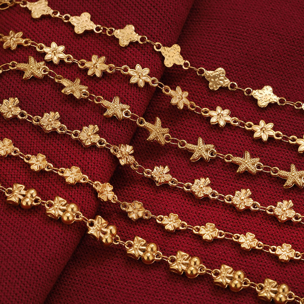 โซ่สแตนเลสสตีลรูปดาวดอกไม้ 1 เ - Body Jewelry Necklace บทวิจารณ์และราคา