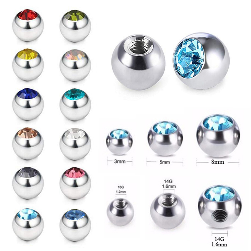 60PcsสแตนเลสCZคริสตัลสกรูเปลี่ - Body Jewelry Replacement Ball บทวิจารณ์และราคา