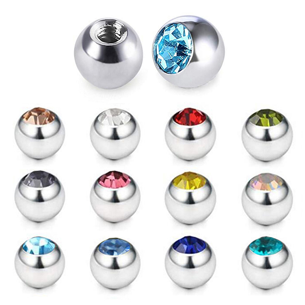 60PcsสแตนเลสCZคริสตัลสกรูเปลี่ - Body Jewelry Replacement Ball บทวิจารณ์และราคา