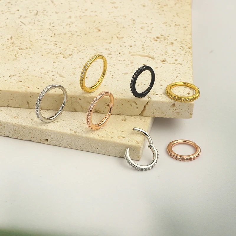แหวนจมูกใส 16G ประดับเพชร CZ ว - Body Jewelry Surgical Steel บทวิจารณ์และราคา