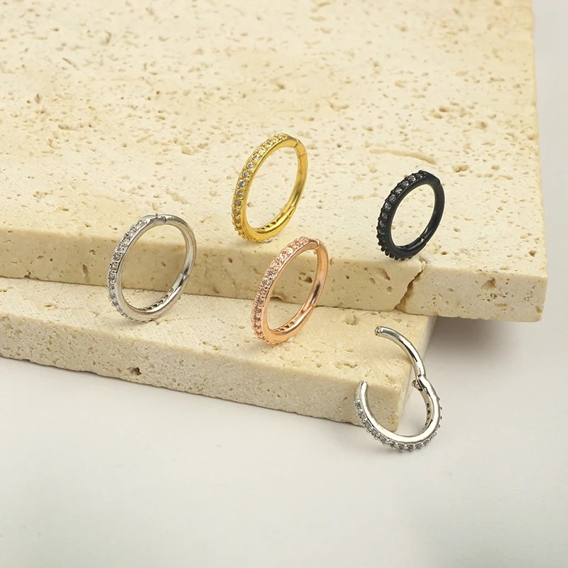 แหวนจมูกใส 16G ประดับเพชร CZ ว - Body Jewelry Surgical Steel บทวิจารณ์และราคา
