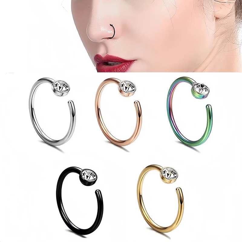 5 ชิ้น ห่วงจมูก 18G รูปตัว C ต - Body Jewelry Surgical Steel บทวิจารณ์และราคา