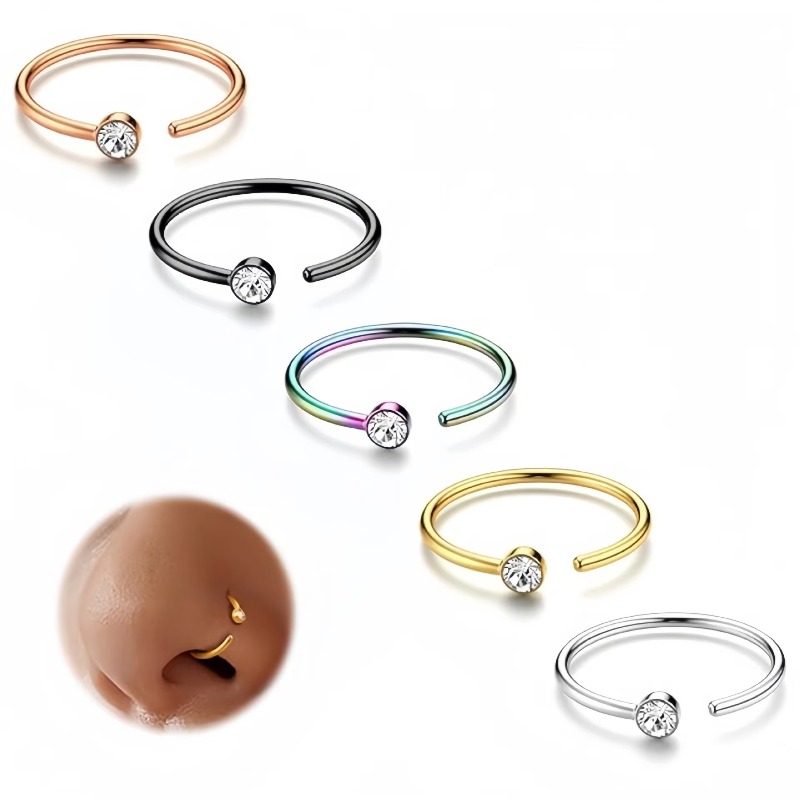 5 ชิ้น ห่วงจมูก 18G รูปตัว C ต - Body Jewelry Surgical Steel บทวิจารณ์และราคา