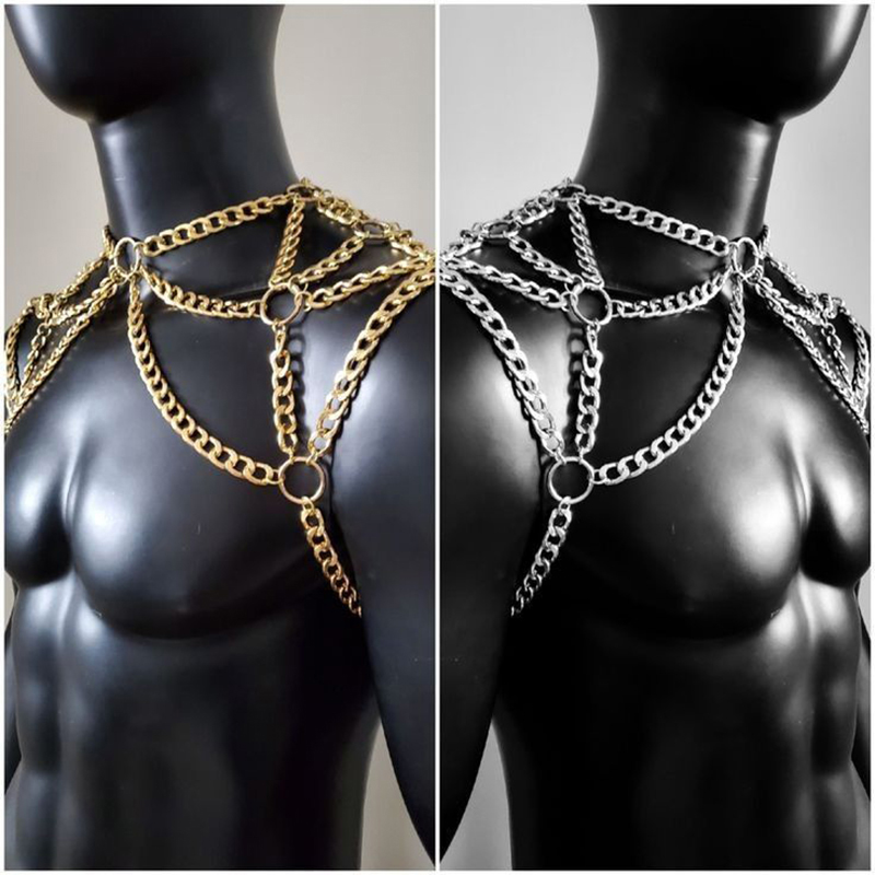 Punk Men ไหล่ Body Chain กลับส - Body Jewelry Necklace บทวิจารณ์และราคา