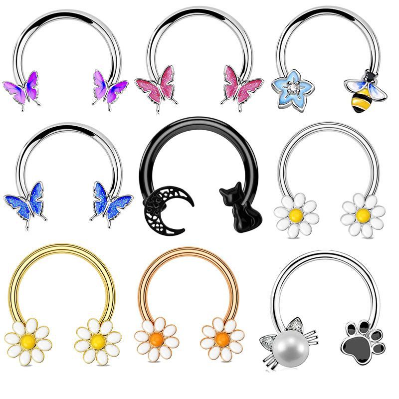 แหวนเจาะจมูก 16G แบบวงแหวน ทำจ - Body Jewelry Surgical Steel บทวิจารณ์และราคา