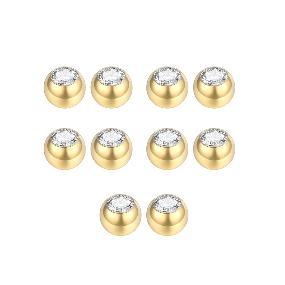10Pcs เหล็กเจาะลูก CZ Gem Labr - Body Jewelry Replacement Ball บทวิจารณ์และราคา