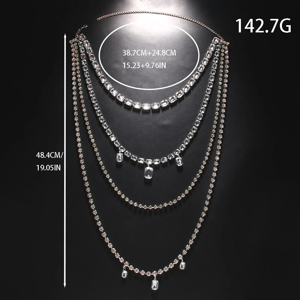 แวววาว rhinestone ยาวพู่โซ่หลั - Body Jewelry Necklace บทวิจารณ์และราคา