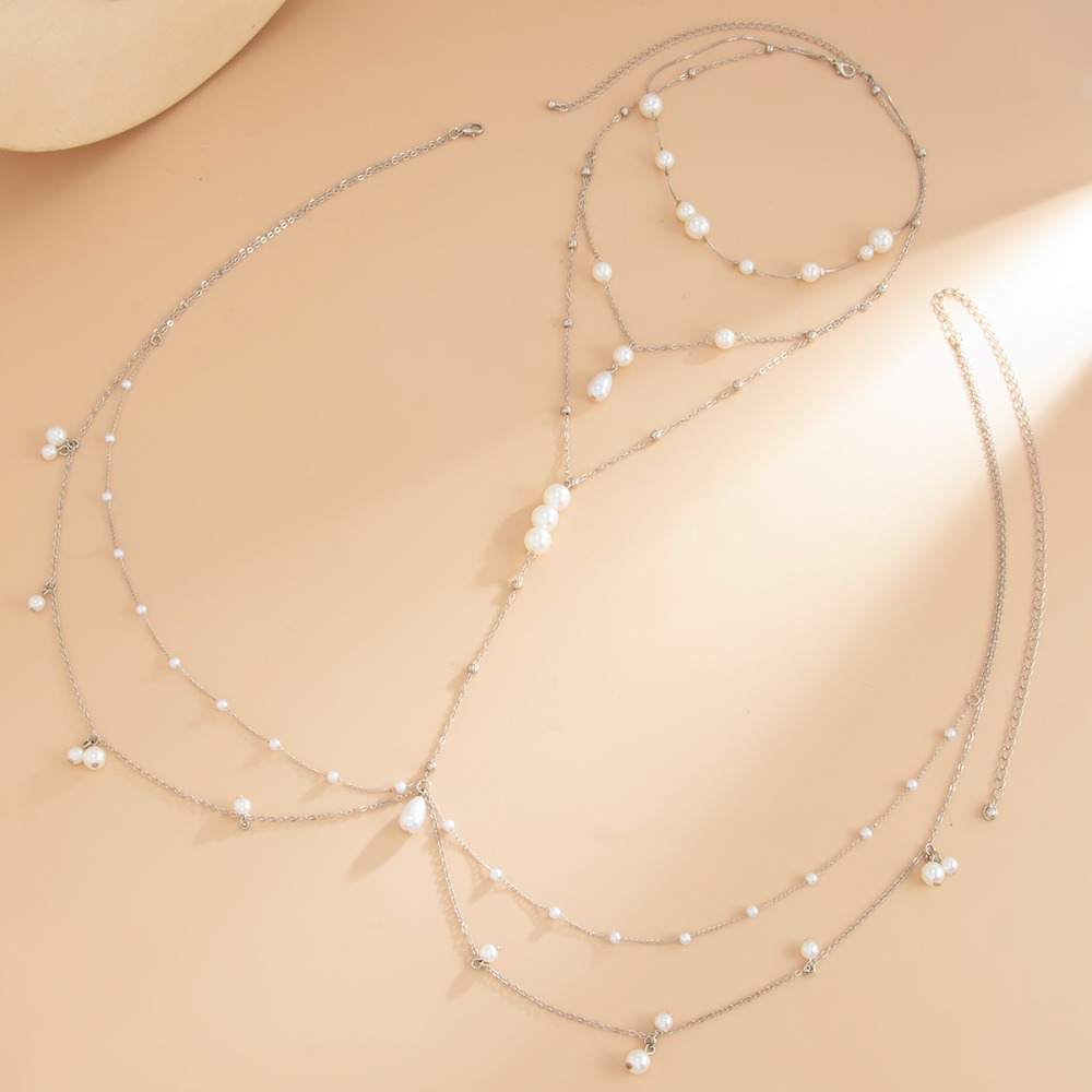 สร้อยคอไข่มุกเทียมหลายชั้น สร้ - Body Jewelry Necklace บทวิจารณ์และราคา