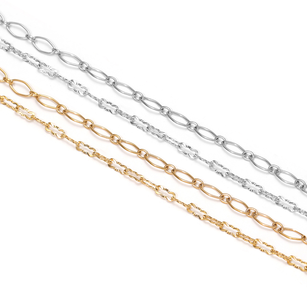 โซ่สแตนเลสสตีลลายนูนรูปทรงข้าว - Body Jewelry Necklace บทวิจารณ์และราคา